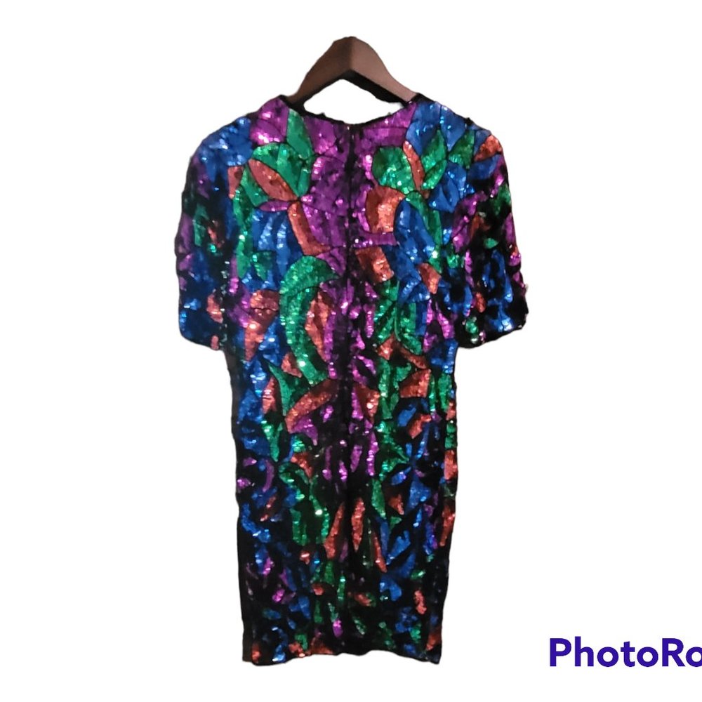 Vintage sequin silk dress. Heavily Beaded